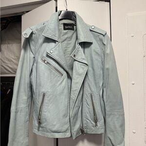 Doma Women's Sky Blue Leather Jacket